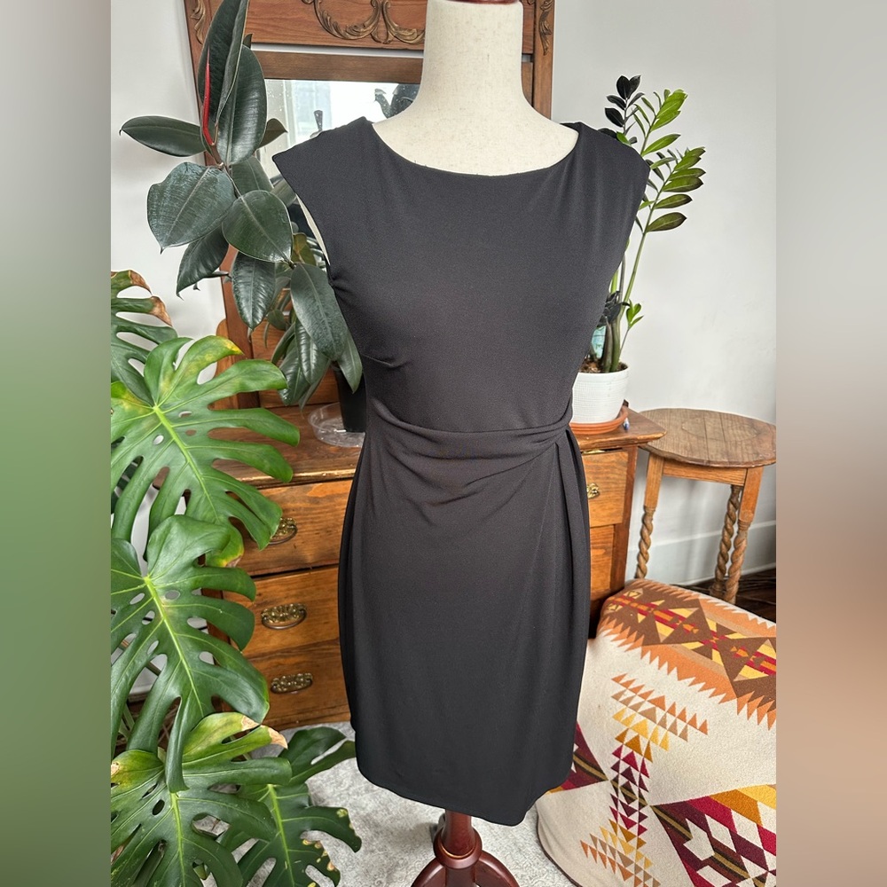 Ann Taylor women’s black sheath dress asymmetrical hem size small